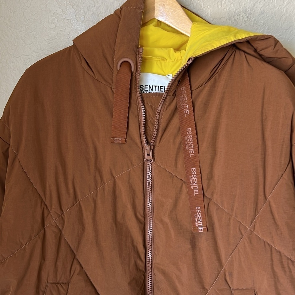 Essentiel antwerp brown and yellow chameleon puffer jacket - Picture 7 of 16